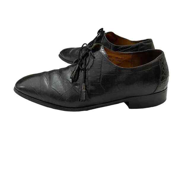VTG Florsheim Barletta Mens 14D Black Crocodile Alligator Shoes Loafers Leather Vintage Florsheim Alligator Shoe: Royal Imperial Regency  main image 2